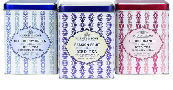 Harney and Sons Fresh Brew Iced Tea tins of 6 pouches